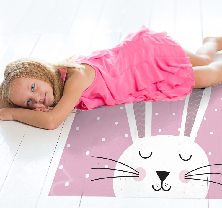 Konijn met stippen vinyl tapijt baby - TenStickers