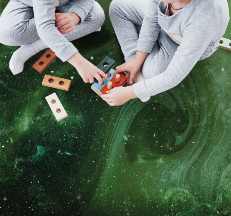 Kosmische groene werveling vinyl tapijt sterren - TenStickers