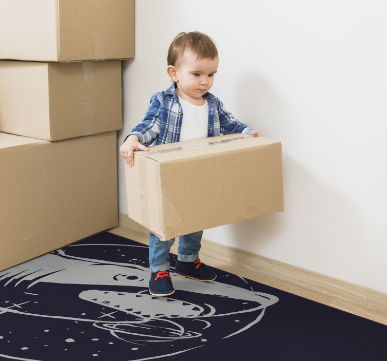 Kosmische haai ruimte vinyl tapijt voor meer kinderen - TenStickers