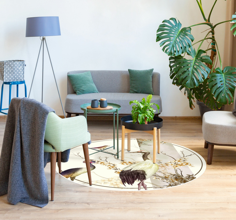 Kraanvogels vinyl tapijt chinoserie - TenStickers