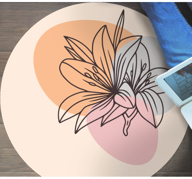 Lelie bloemenaccent vinyl vloerkleed rond - TenStickers