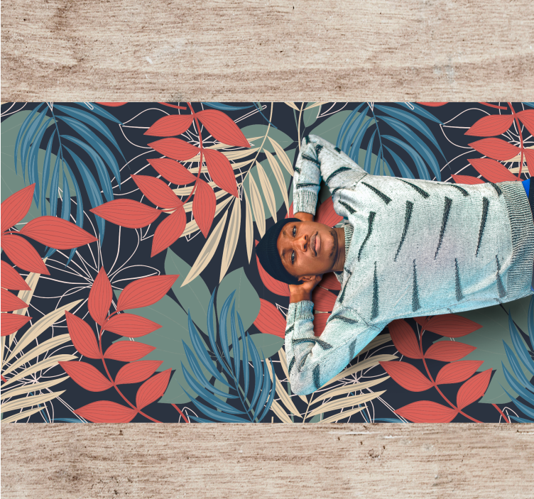 Levendig bladpatroon vinyl tapijt bloemen en planten - TenStickers