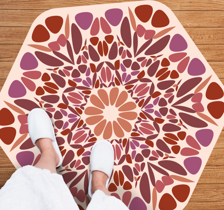 Levendig bloemenelement vinyl tapijt mandala - TenStickers