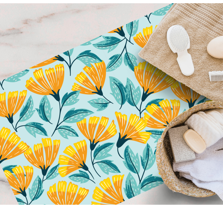 Levendig botanisch motief vinyl tapijt bloemen en planten - TenStickers
