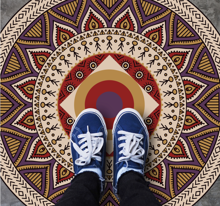 Levendig cirkelvormig patroon vinyl tapijt mandala - TenStickers