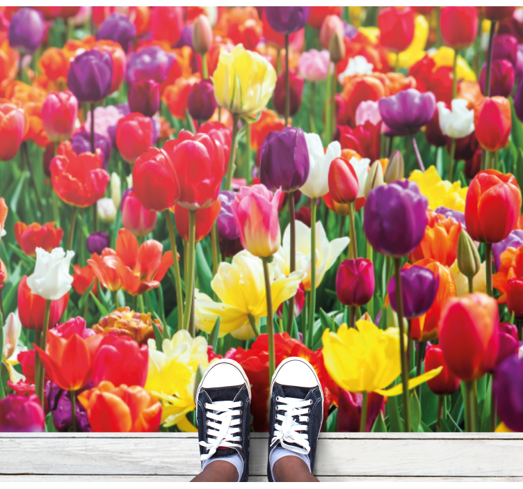 Levendig tulpenarrangement vinyl tapijt bloemen en planten - TenStickers