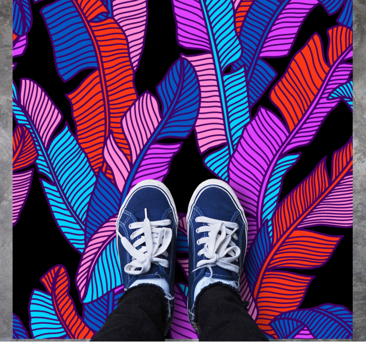 Levendige bladpatronen vinyl tapijt bloemen en planten - TenStickers