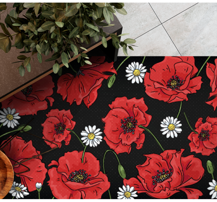 Levendige bloemenillustratie vinyl tapijt bloemen en planten - TenStickers