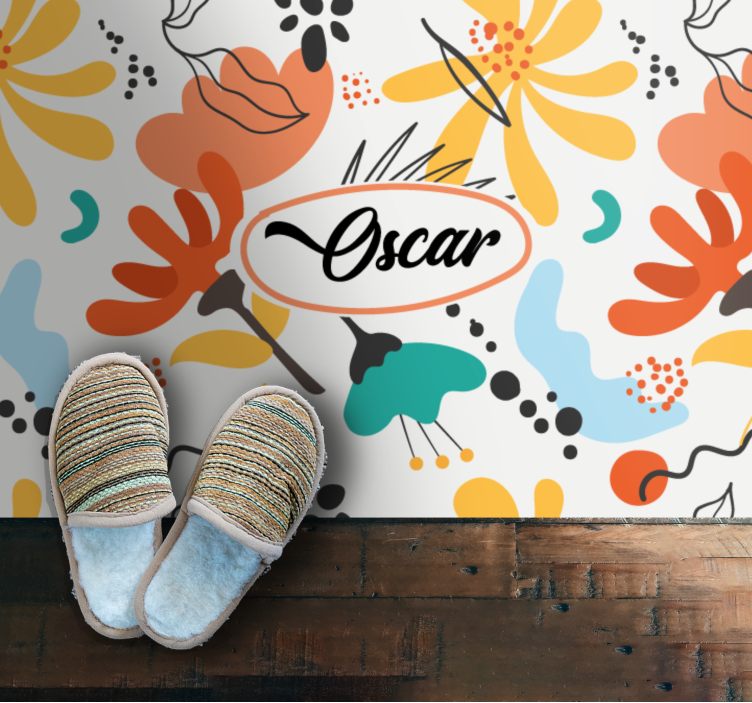 Op maat gemaakte abstracte bloemen vinyl tapijt slaapkamer - TenStickers