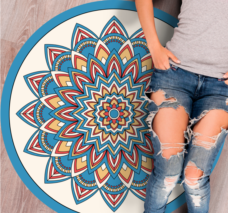 Levendige botanische opstelling vinyl tapijt mandala - TenStickers