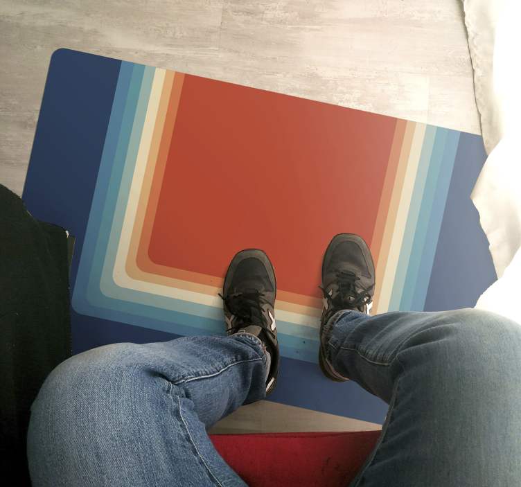 Levendige gelaagde strepen vinyl tapijt modern - TenStickers