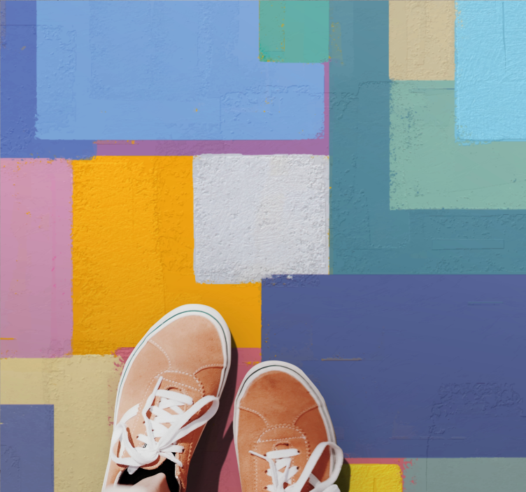 Levendige geometrische kubussen vinyl tapijt geometrisch - TenStickers