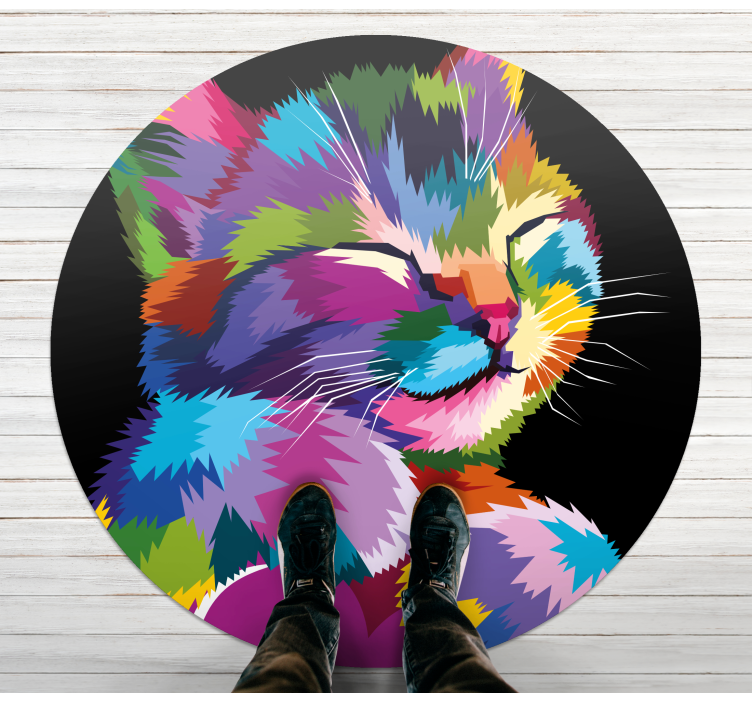 Levendige kattenillustratie dieren vinyl tapijt - TenStickers
