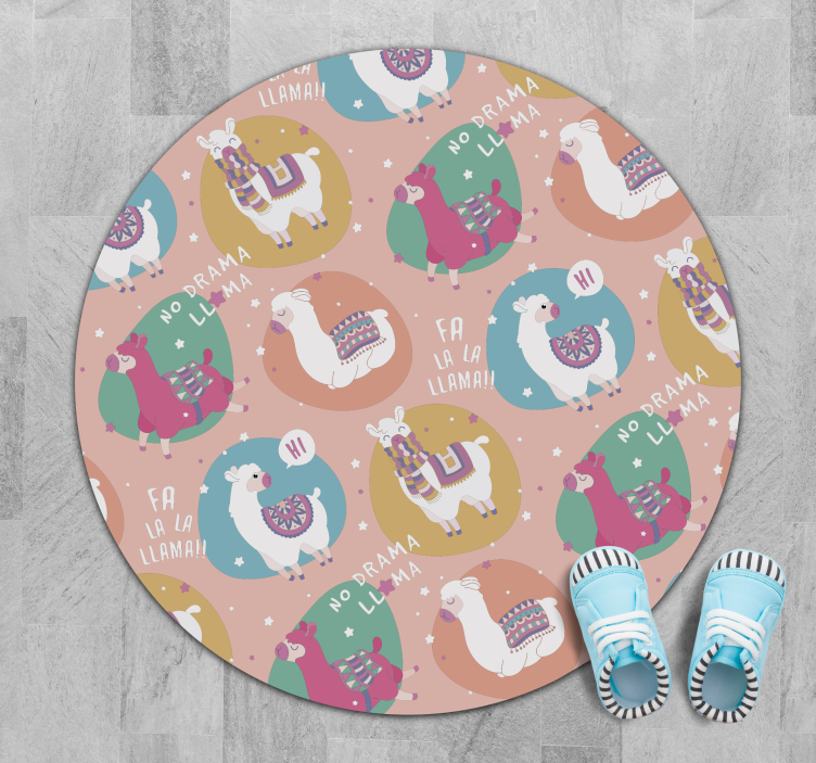 Levendige lamacirkel vinyl tapijt voor meer kinderen - TenStickers