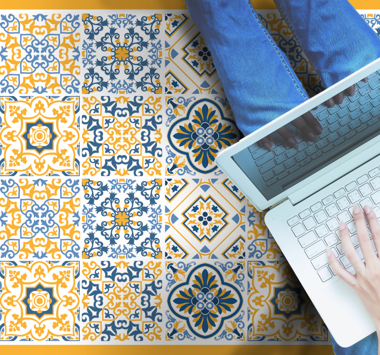 Levendige mozaïekarrangementen vinyl tapijt tegels - TenStickers