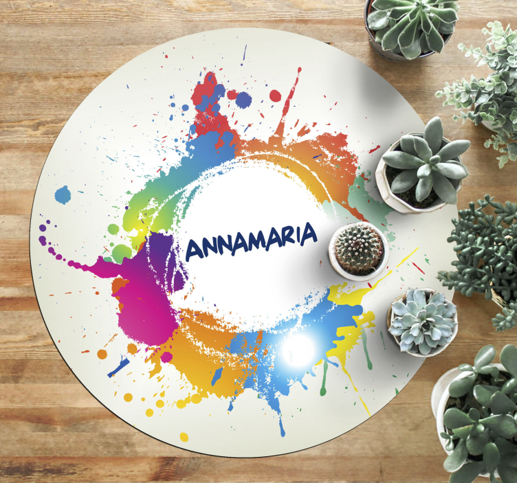 Spatten met naam vinyl tapijt tiener - TenStickers