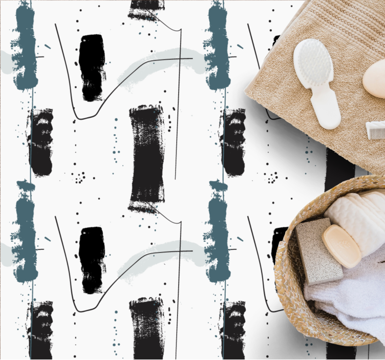 Lineaire abstracte vormen vinyl tapijt minimalistisch - TenStickers