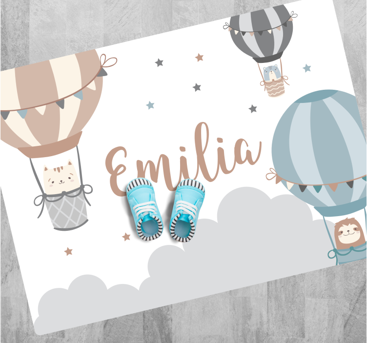 Luchtballonnen vinyl tapijt met naam - TenStickers