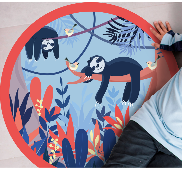 Luiaard jungle scène vinyl tapijt dierenprint - TenStickers