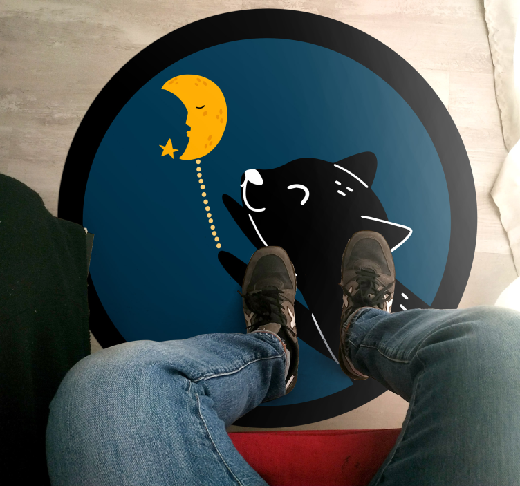 Maanverlichte kat vinyl tapijt kind - TenStickers