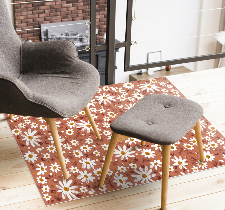 Madeliefje bloemmotief vinyl tapijt  - TenStickers