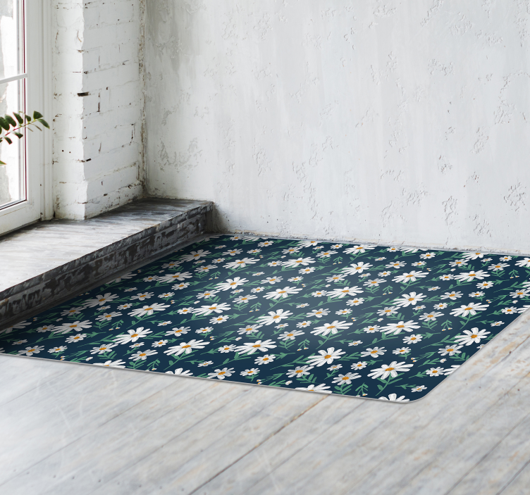 Madeliefjespatroon oppervlak vinyl tapijt bloemen en planten - TenStickers