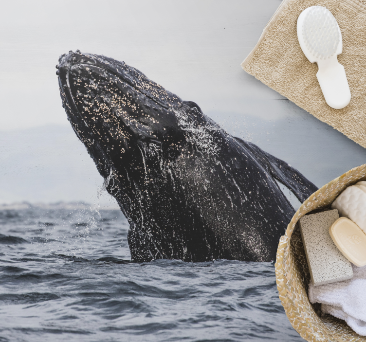 Majestueuze walvissprong vinyl tapijt natuur - TenStickers