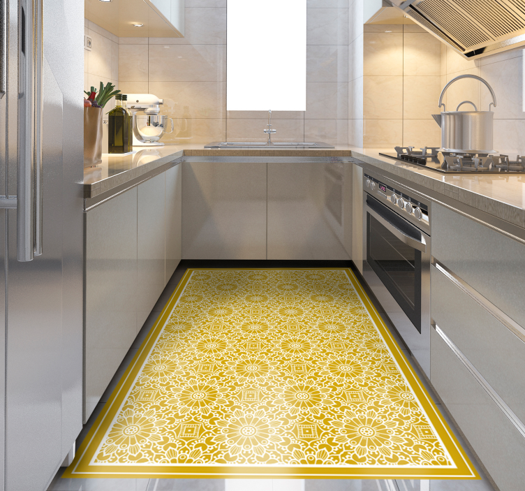 Mandala geïnspireerd patroon vinyl vloerkleed keuken - TenStickers