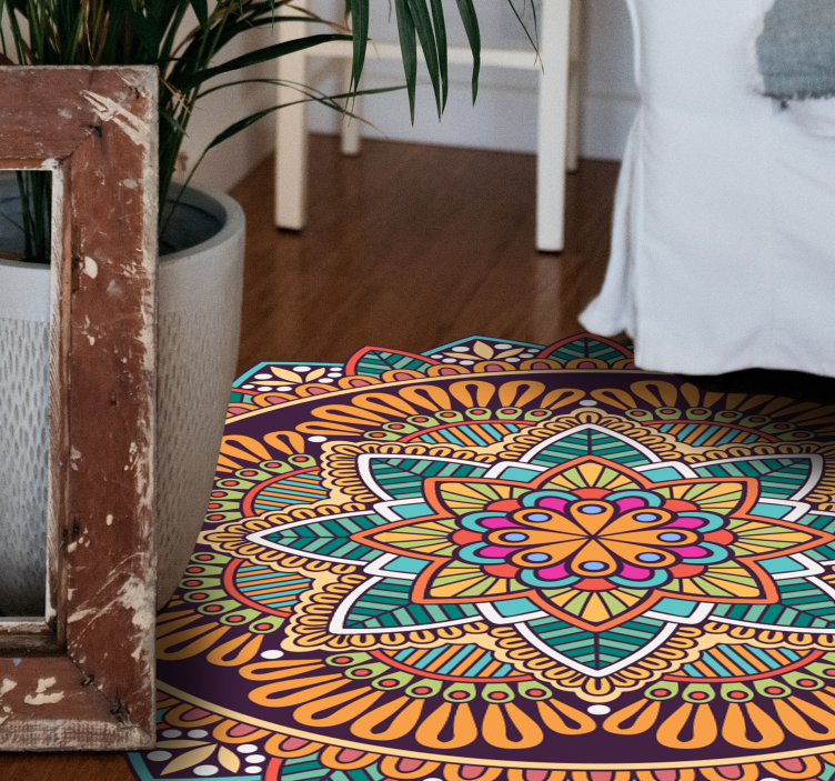 Mandala vinyl tapijt Kleurrijke mandala bloem - TenStickers
