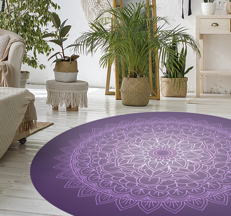Mandala vinyl tapijt Paarse mandala - TenStickers