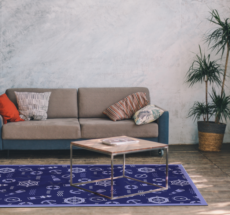Marine motief vinyl tapijt woonkamer - TenStickers