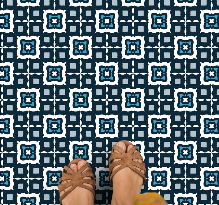 Marineblauw kleurenpatroon vinyl tapijt mozaïek - TenStickers