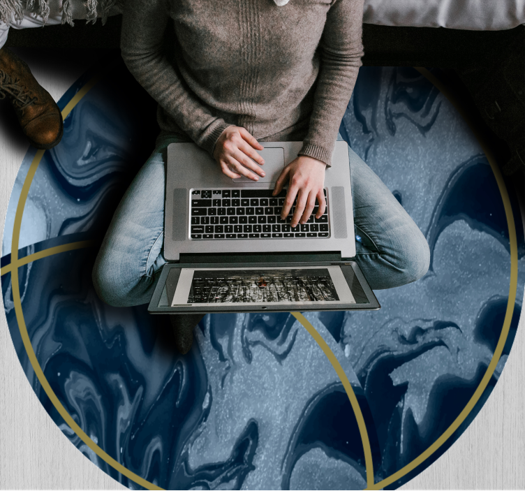 Marmeren abstract ontwerp vinyl tapijt rond - TenStickers