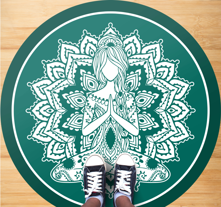 Meditatieve groene kunst vinyl tapijt mandala - TenStickers