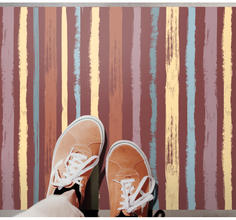 Met de hand geschilderd stofeffect vinyl tapijt met strepen - TenStickers