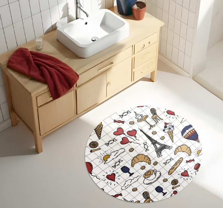 Minimalistisch parijs design vinyl tapijt badkamer - TenStickers