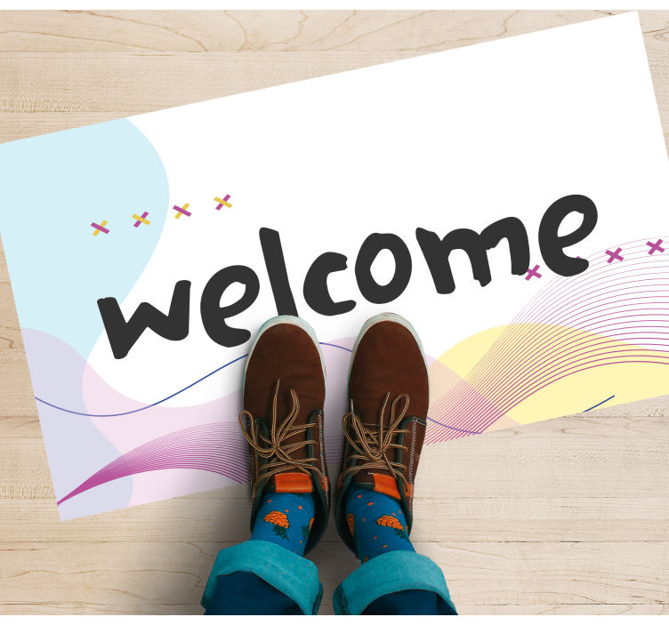 Moderne abstracte welkom vinyl tapijt ontvangst hal - TenStickers