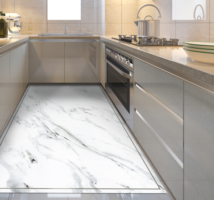 Moderne vinyl vloerkleed Voor keukenmarmereffect - TenStickers