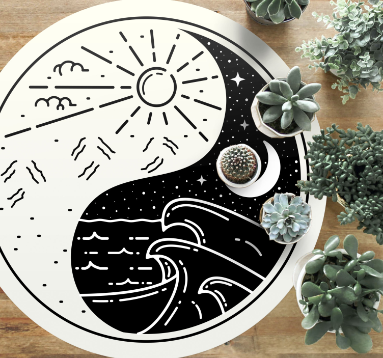 Moderne vinyl vloerkleed Yin yang zon en maan - TenStickers