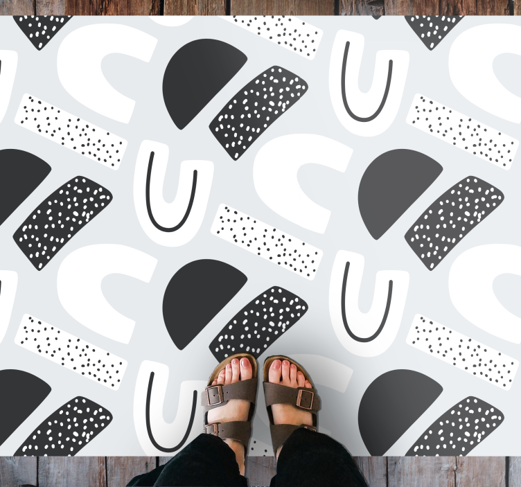 Monochrome abstracte vormen vinyl tapijt baby - TenStickers