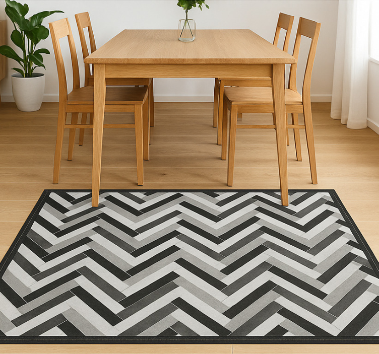 Monochrome parketstijl vinyl tapijt eetkamer - TenStickers