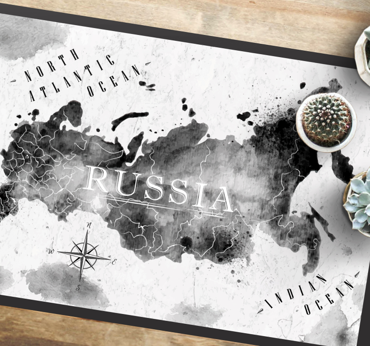 Monochrome wereldkaart vinyl tapijt wereldkaart - TenStickers