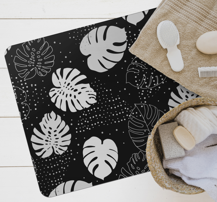 Monochroom botanisch vinyl tapijt bloemen en planten - TenStickers