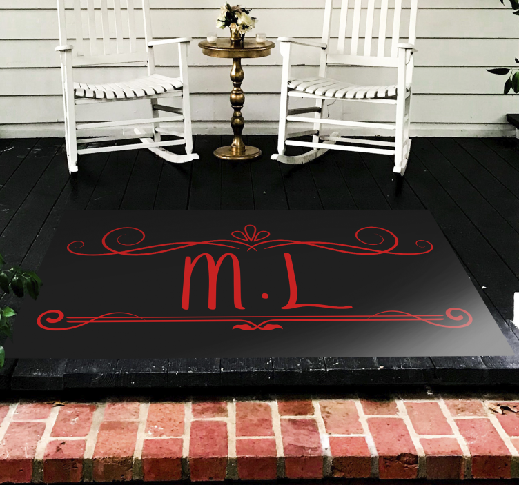 Monogram elegantie vinyl tapijt met naam - TenStickers