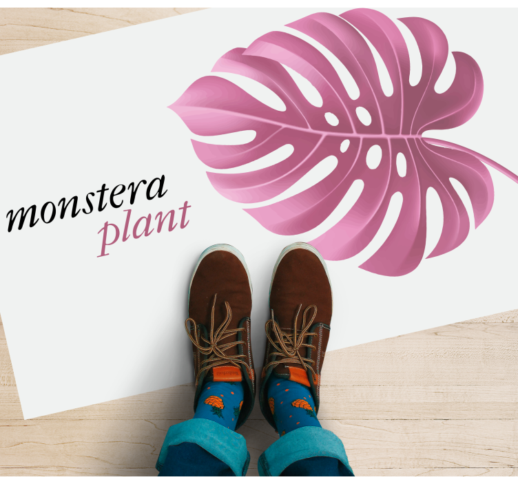 Roze monstera plant vinyl tapijt bloemen en planten - TenStickers