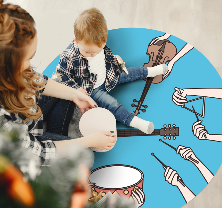 Motief van muzikale handen vinyl tapijt voor meer kinderen - TenStickers