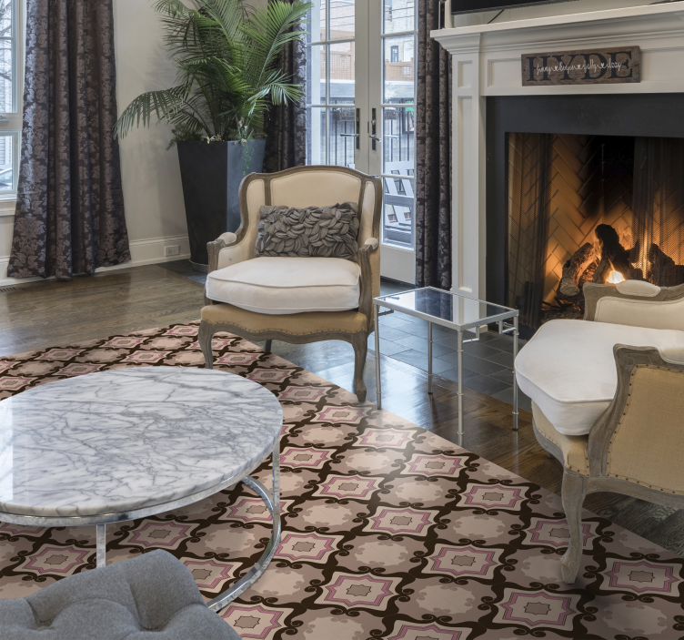 Mozaïek tegelpatroon vinyl tapijt woonkamer - TenStickers