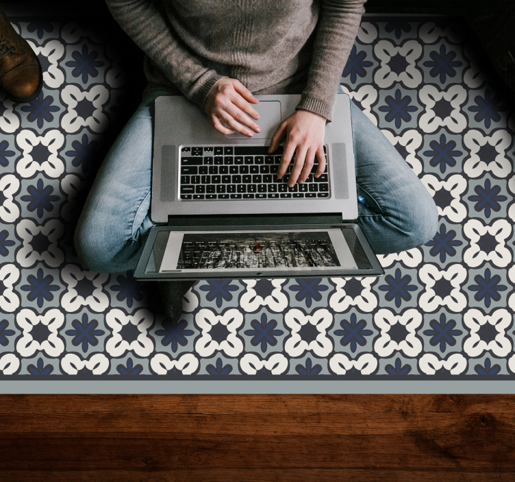 Grijze klassieke opstelling vinyl tapijt mozaïek - TenStickers