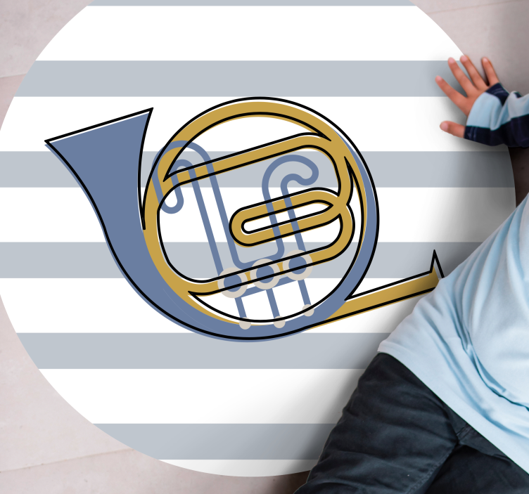 Muziekhoorn ontwerp vinyl vloerkleed rond - TenStickers