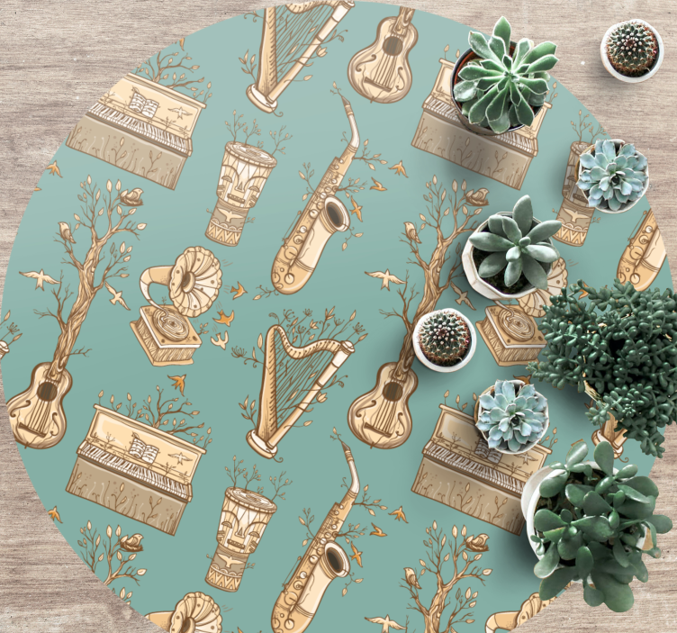 Muziekinstrumenten harmonie vinyl tapijt voor meer kinderen - TenStickers